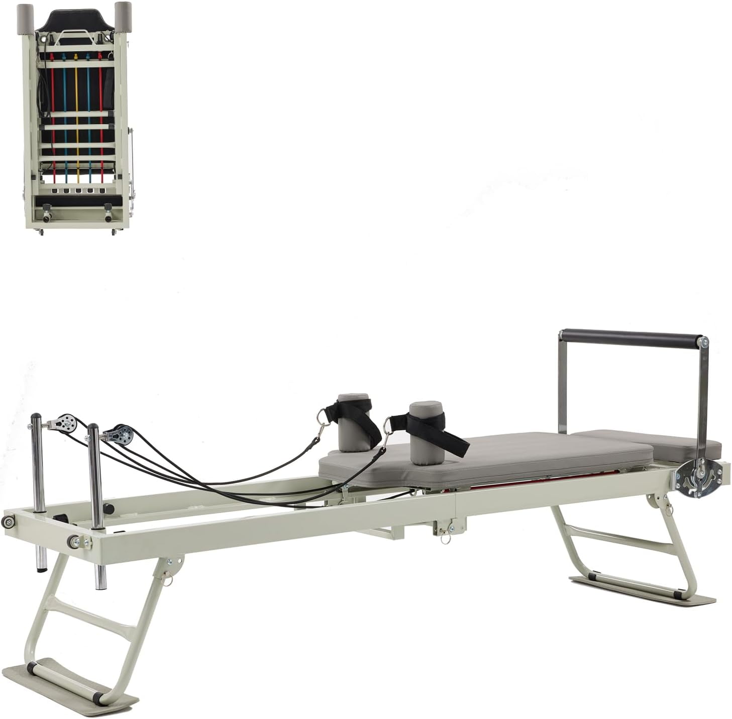Pilates Reformer, Pilates Reformer Machine Home Gym Equipment with 5 Resistance Cords, Pilates