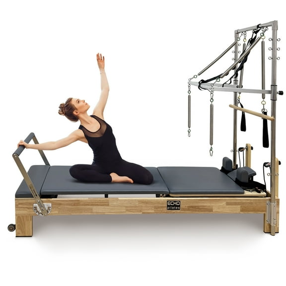 Pilates Reformer, Wooden Pilates Reformer Machine with Springs, Pilates Bed Strength Training Equipment for Home Use and Studio, Pilates Equipment with Reformer Box