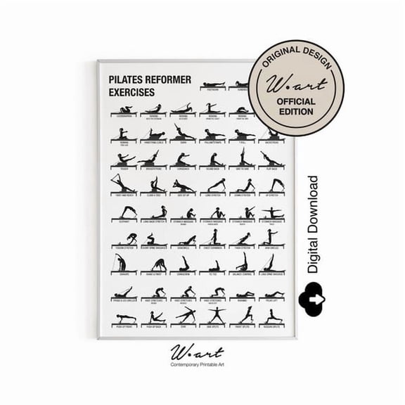 Pilates Reformer Workout Chart Wall Art Print