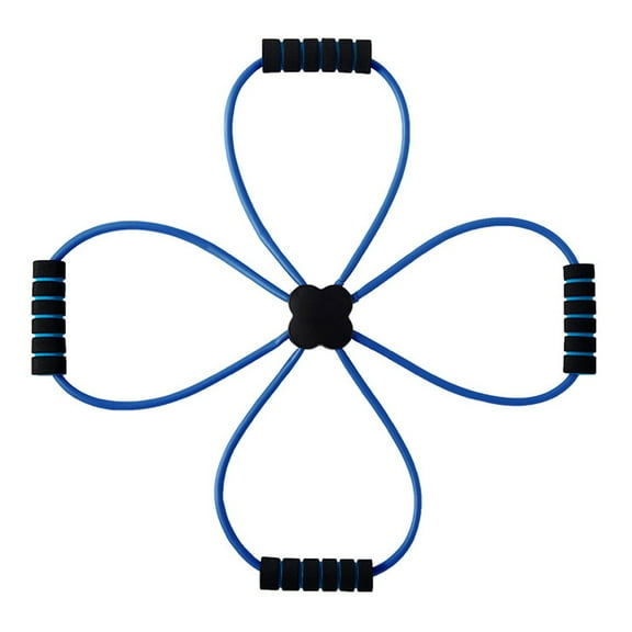 Pilates Resistance Band with 4 Loop Grips Chest Expander Stretching Band Muscles Strength Training Elastic Band Home Gym Full Body Workout Equipment -Blue