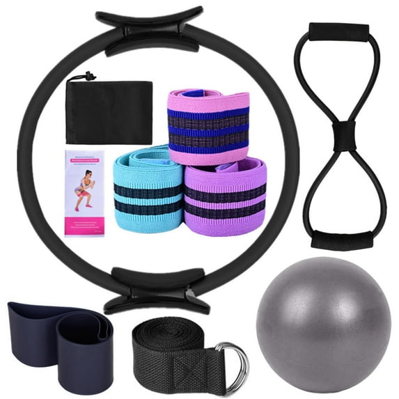 Pilates Ring & Ball Set, Complete Home Workout Kit with Magic Circle, Exercise Ball, and Resistance Bands for Women, Core Strength, Flexibility & Stability Training, Compact Fitness Gear