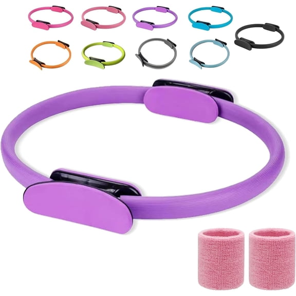 Pilates Ring Fitness Trainer, Pilates Ring Magic with Double Padded Handles, Pilates Ring Fitness Circle 14.96" Yoga Rings Magic Circle for Toning Arms