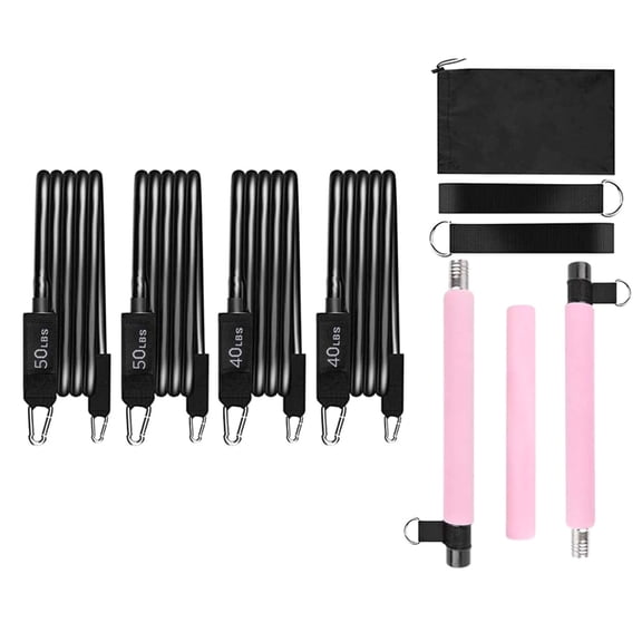 Pilates Rod Kits with Resistance Band for Legs, Hip, Waist and Arm Exercise