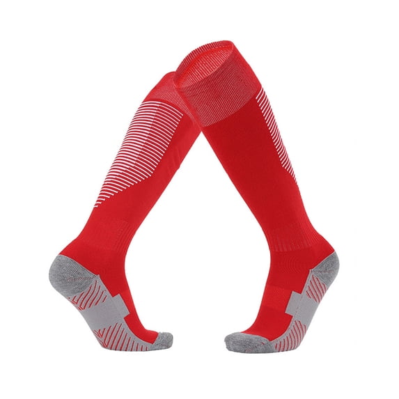 Pilates Socks Boy Kids Athletic Soccer Socks, Knee High Socks for Youth Boys Girls Thick Bottom Cushioned Sports Tube Socks Softball Socks Red 6-13Y