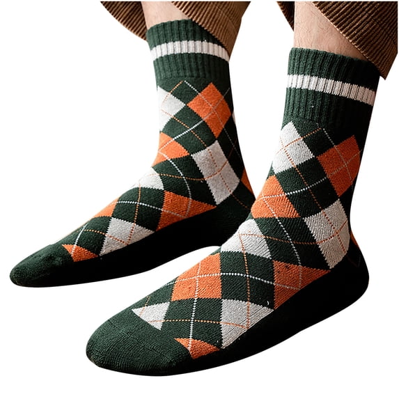 Pilates Socks Men Winter Diamond Terry Lattice Mid Tube Thermal Socks Mens Womens Socks Compression Socks Men
