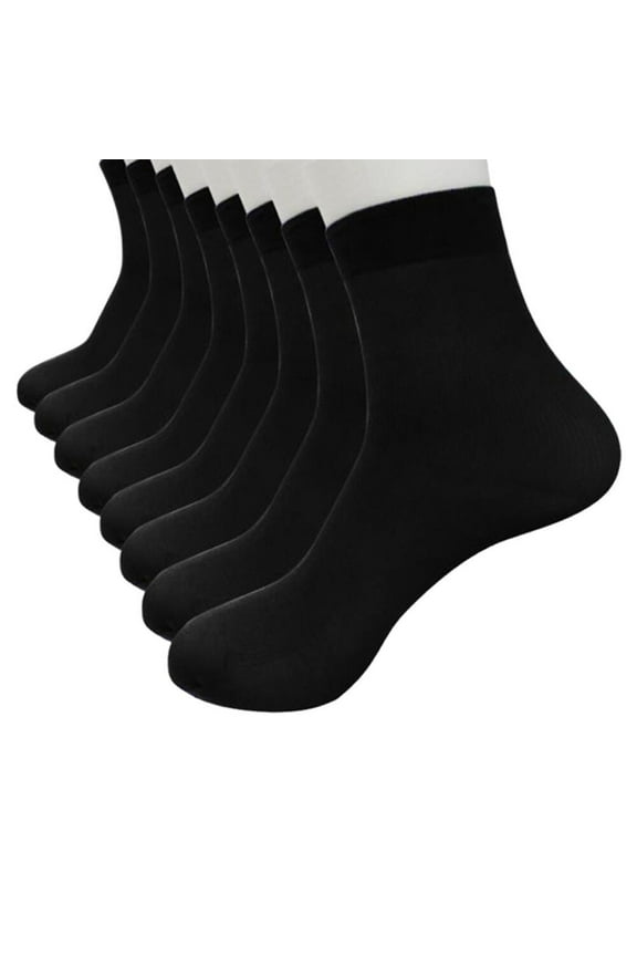 Pilates Socks Silk Fiber Thin Elastic Short Mens Socks 8 Pairs Compression Socks for Women Black One Size