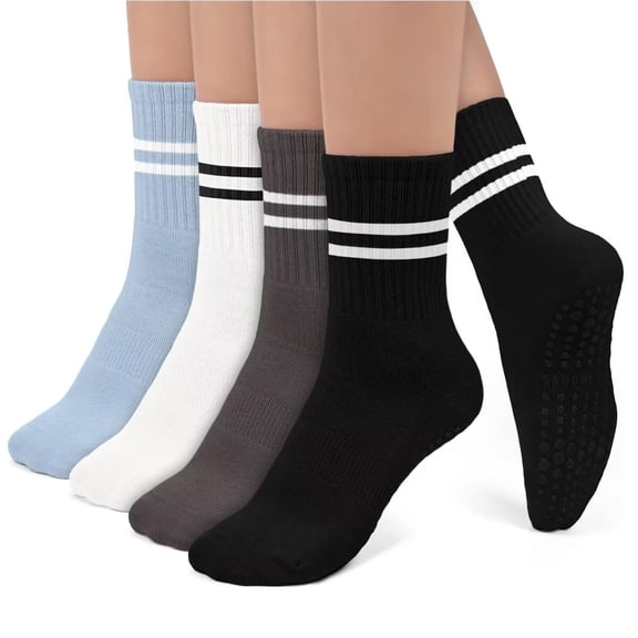 Pilates Socks With Grips For Women,Yoga Socks Womens Crew Socks Non Slip and Dance Barre Socks Workout E206