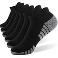 thumbnail image 1 of Pilates Socks Women 6 Pairs Men Women Athletic Ankle Socks Thick Cushion Low Cut Comfortable Breathable Socks Crew Training Socks Women Black XL, 1 of 9