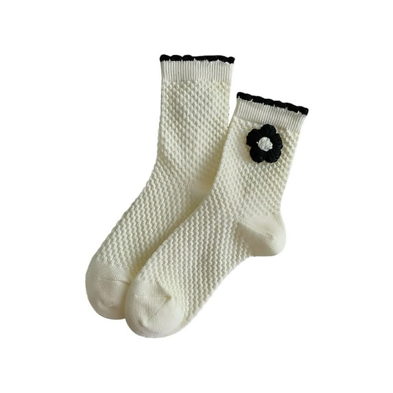 Pilates Socks Women Preppy Style Simple Combed Cotton Mid Calf Socks Mens Womens Socks Compression Socks Men
