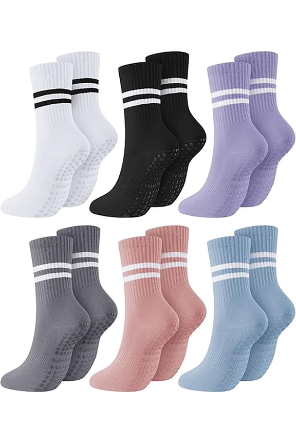 Pilates Socks Affordable Gift - Non Slip Yoga Crew Socks with Grip for Women