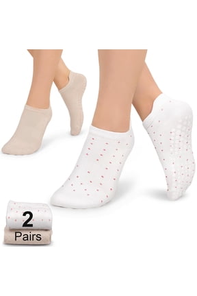 Pilates Socks for Women Non Slip Grip Socks for Yoga, Barre, Barefoot Grippy Yoga Sock Womens Gifts 4 Pairs