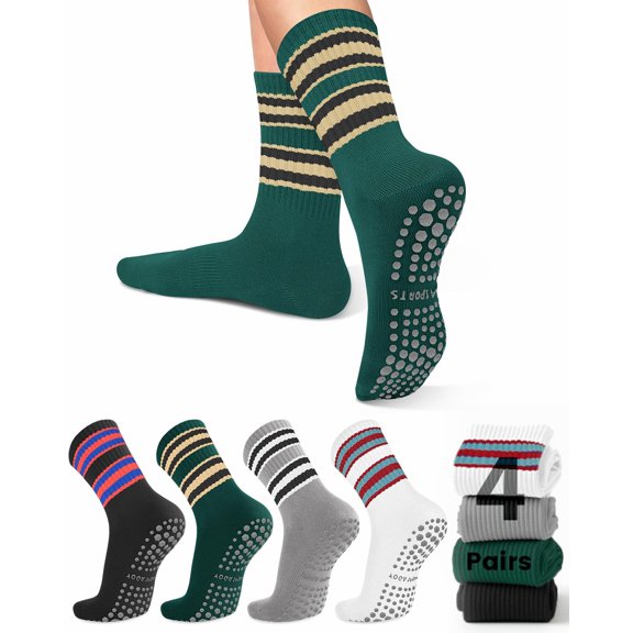 Pilates Socks for Women Non Slip Yoga Socks Slouch Scrunch Socks Grippy Socks for Ballet Barefoot Workout