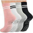 thumbnail image 1 of Pilates Socks for Women with Non Slip Grippers, Yoga Crew Socks for Barre Hospital Sticky Slipper Socks 4 Pairs, 1 of 5