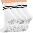thumbnail image 1 of Pilates Socks for Women with Non Slip Grippers, Yoga Crew Socks for Barre Hospital Sticky Slipper Socks 4 Pairs, 1 of 5