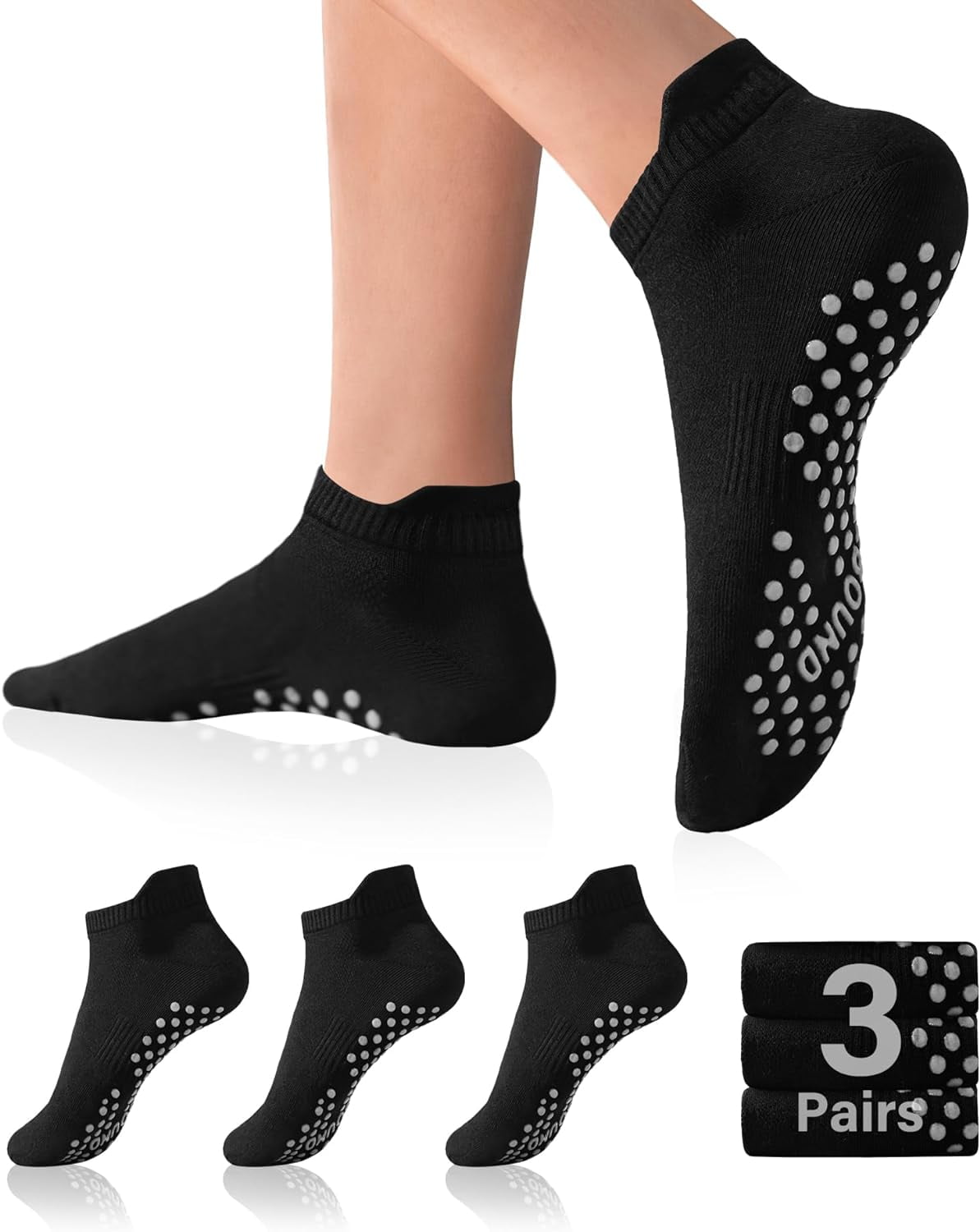 Pilates Equipment 3-Pair Non-Slip Pilates Socks - Grippy Yoga Socks For Women Grip Socks