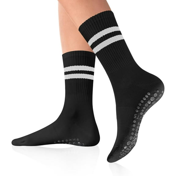Pilates Socks with Grips for Women Yoga Socks Non Slip Barre Hospital Socks 6-Pairs Grippy Ankle Socks