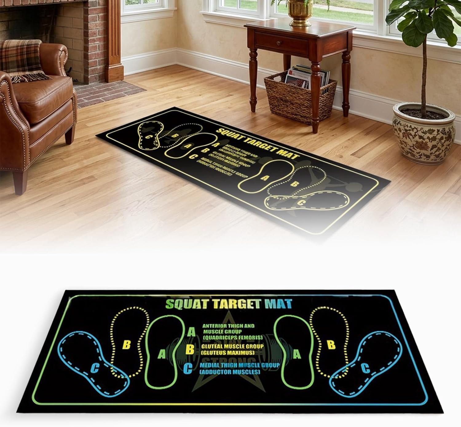 Pilates Squat Guide Mat with Foot Position Markers – Professional ...