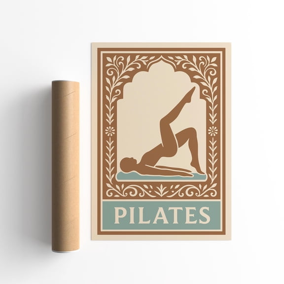 Pilates Wall Art Print, Retro Fitness Poster, Workout Home Gym Decor UNFRAMED Poster, Wall Art for Decor, Present, 8x12