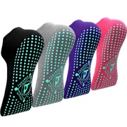 SKIBEAUT Pilates Yoga Non Slip Grips Socks 4 Pairs Sticky Ballet Workout Hospital Socks for Ladies