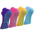 thumbnail image 1 of Pilates Yoga Non Slip Grips Socks 4 Pairs Sticky Ballet Workout Hospital Socks for Ladies, 1 of 6