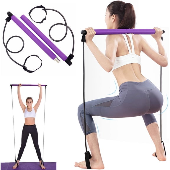 Pilates exercise bar with resistance band, for whole-body workouts, yoga, fitness, weight loss, stretching, shaping