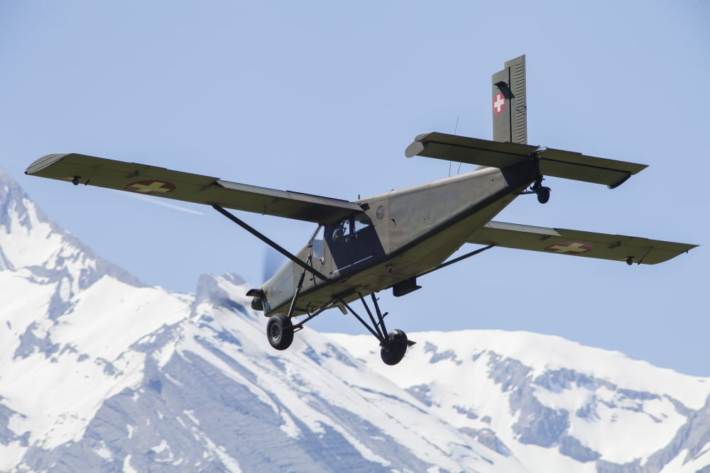 Pilatus PC-6 transport aircraft of the Swiss Air Force Canvas Art - Timm ZiegenthalerStocktrek Images (17 x 12)