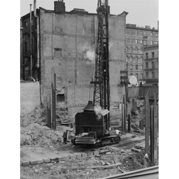 Pile Driver On Construction Site Poster Print - 18 x 24