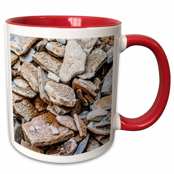 3drose, Pile of Grunge Concrete and Stone Rubble, 15oz Two-tone Red Mug