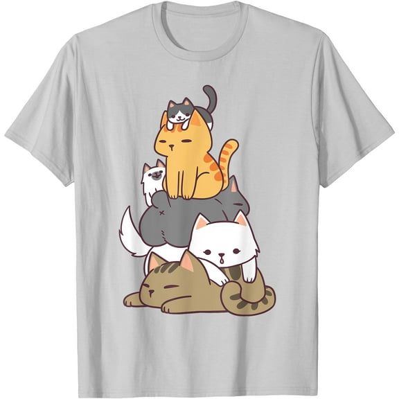 Pile Of Kitty Cats Funny Cute Cat Lover Gift Unisex T-Shirt for Men Women Kids Toddler,Ice Grey Color,Size M
