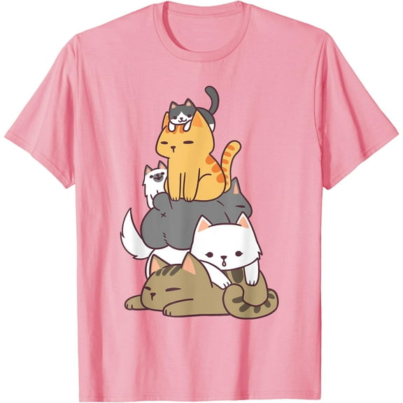 Pile Of Kitty Cats Funny Cute Cat Lover Gift Unisex T-Shirt for Men Women Kids Toddler,Light Pink Color,Size M