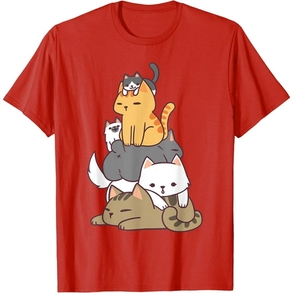 Pile Of Kitty Cats Funny Cute Cat Lover Gift Unisex T-Shirt for Men Women Kids Toddler,Red Color,Size XL