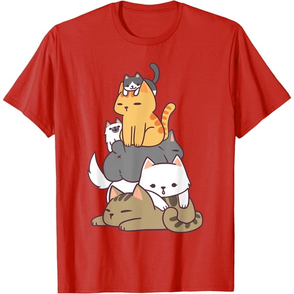 Pile Of Kitty Cats Funny Cute Cat Lover Gift Unisex T-Shirt for Men Women Kids Toddler,Red Color,Size YXL