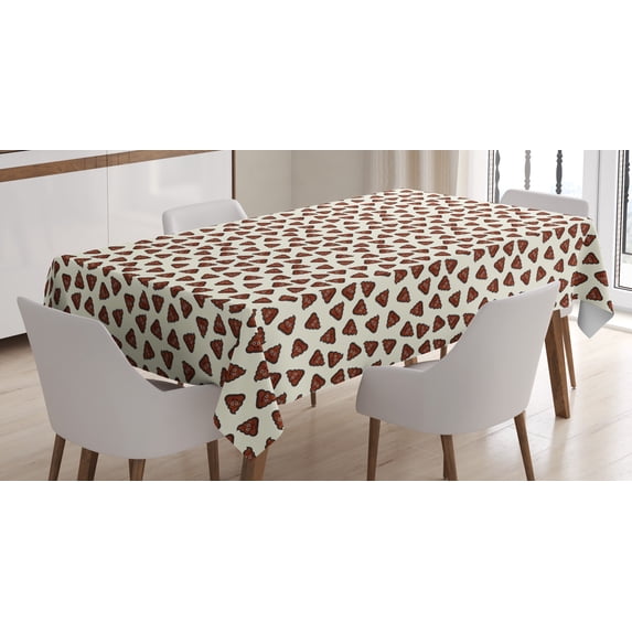 Pile of Poo Tablecloth, Continuous Style Funny Cartoon Design Illustration Pattern Kawaii Print, Rectangular Table Cover for Dining Room Kitchen Decor, 52" X 70", Ivory Dark Rust, by Ambesonne