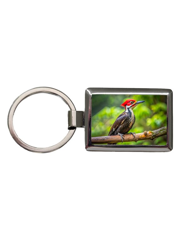 Pileated Woodpecker Backyard Bird Metal Rectangle Keychain