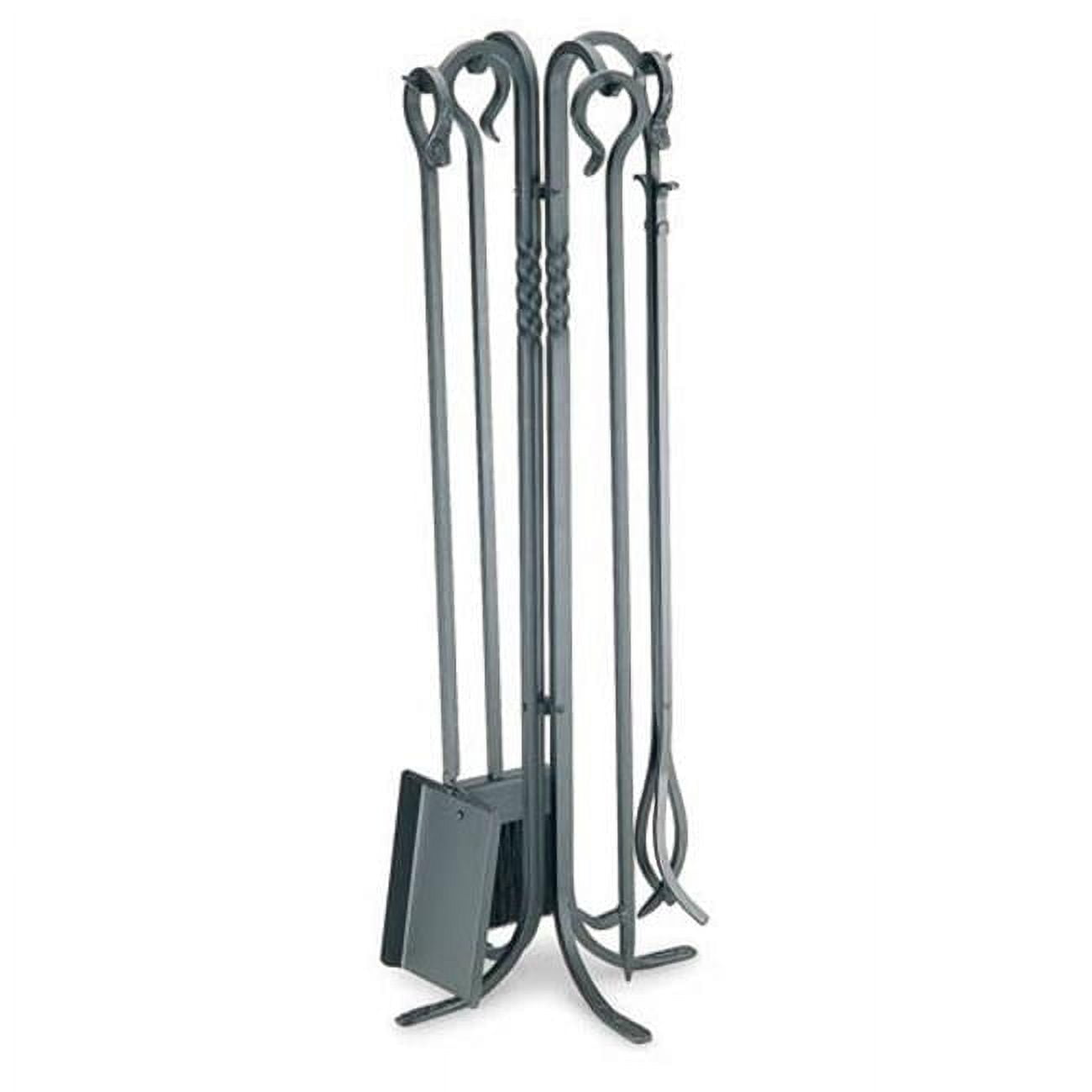 Tall Matte Black Heavy Duty Iron Fireplace Tool Set