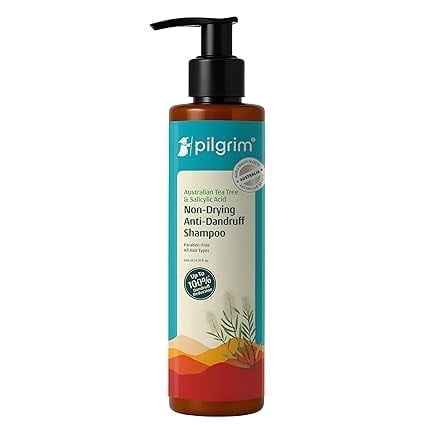 Pilgrim Anti-Dandruff Shampoo with Australian Tea Tree & Salicylic Acid | Non-Drying Itchy Scalp Treatment | Reduces Visible Flakes | Suitable for All Hair Types | 6.76 Fl Oz (200ml)