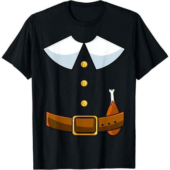 Pilgrim Costume Collar Thanksgiving Turkey Day Men Boys T-Shirt