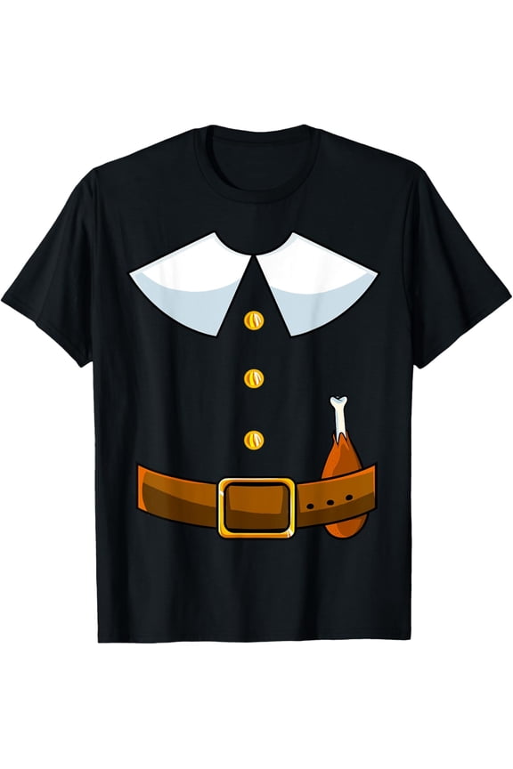 Pilgrim Costume Collar Thanksgiving Turkey Day Men Boys T-Shirt