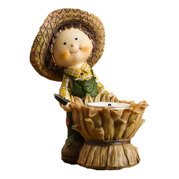Pilgrim Figurines for Thanksgiving, Resin Fall Harvest Pumpkin Small Statue Table Top Centerpiece Decoration for Home, Autumn Indoor Tabletop Shelf Mantel Tiered Tray Desk Decor
