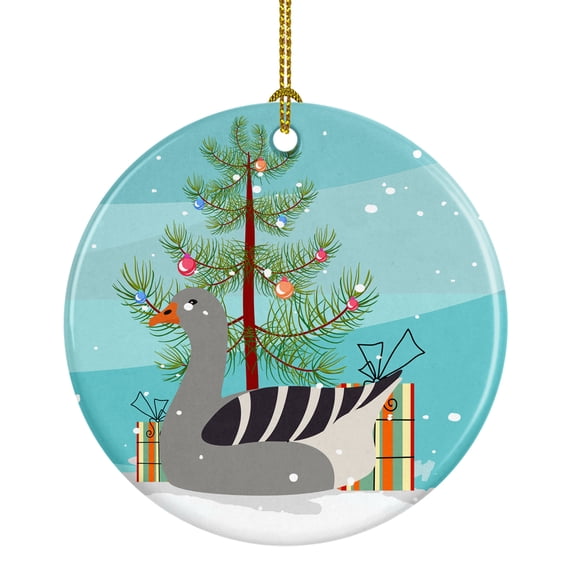 Pilgrim Goose Christmas Ceramic Ornament