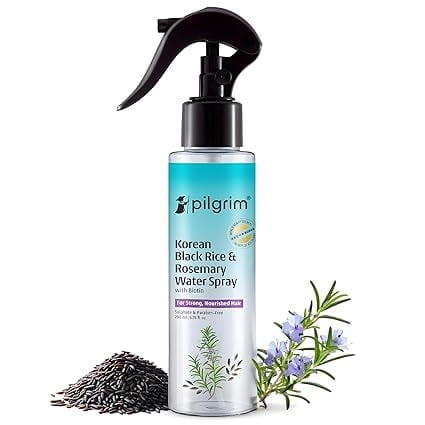 Pilgrim Korean Black Rice & Rosemary Water Spray with Biotin for Strong, Nourished Hair | Helps Reduce Breakage, Adds Volume & Shine, Refreshes Scalp | Sulphate & Paraben Free | 6.76 Fl Oz (200ml)