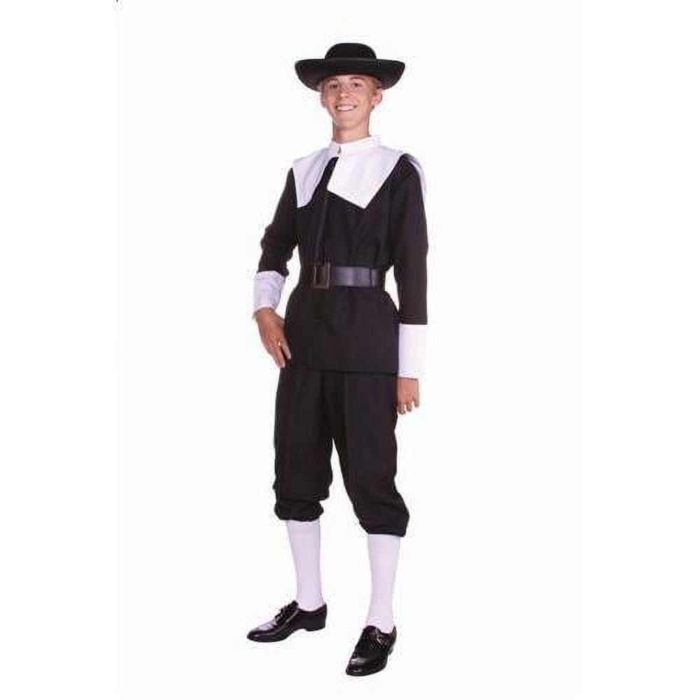 Colonial Times Pilgrim Boy's Costume - Includes Hat, Top, Pants, Belt, Cross & Shoe Buckles (Child Size 5-6)