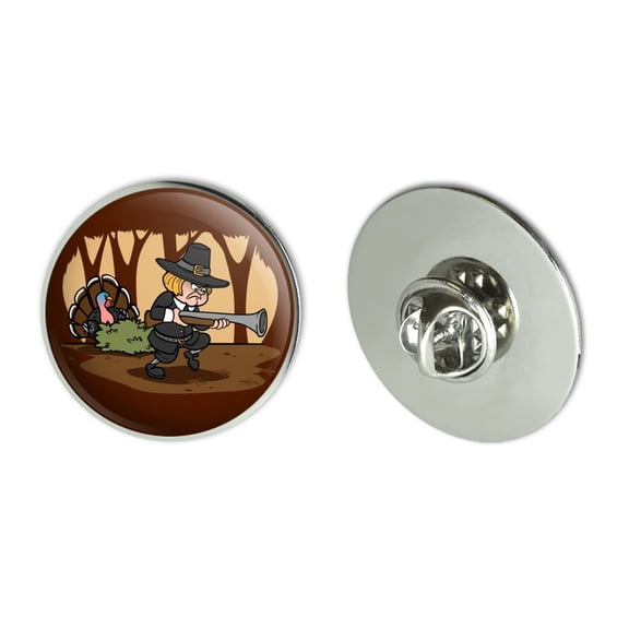 Pilgrim Turkey Thanksgiving Hunting Metal 1.1" Tie Tack Hat Lapel Pin Pinback