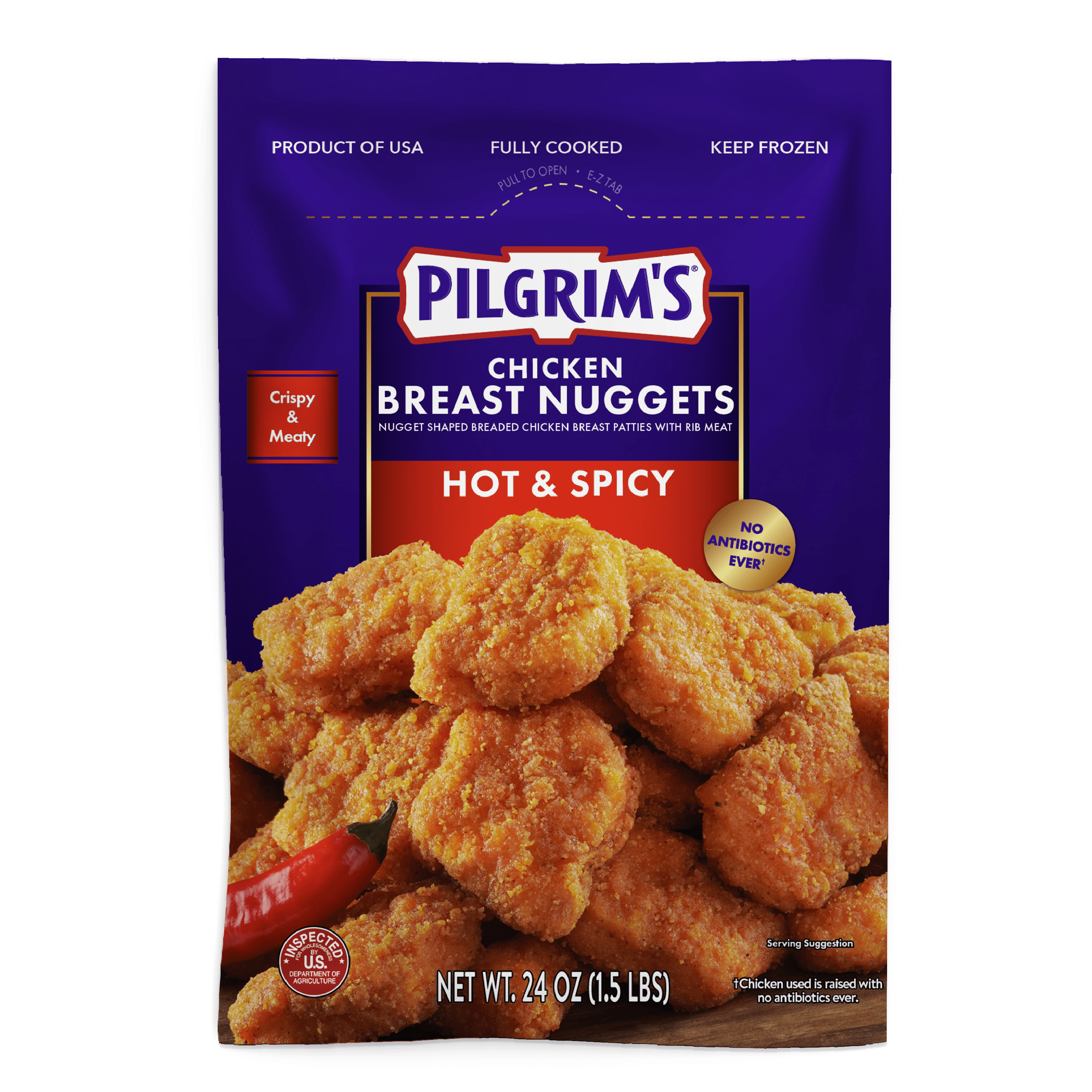Pilgrim's Frozen Fully Cooked Hot & Spicy Chicken Breast Nuggets 24oz
