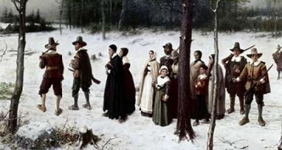 Pilgrims Going To Church Canvas Art - George Henry Boughton (24 x 36)