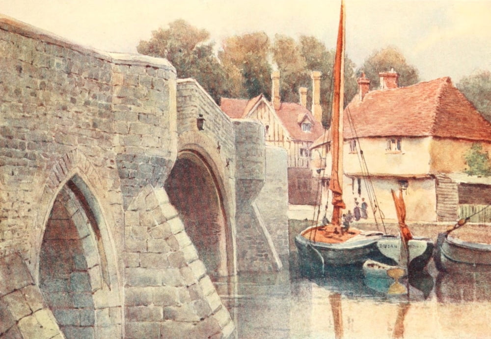 Pilgrims Way Aylesford Bridge Canvas Art - AH Hallam Murray (18 x 24)