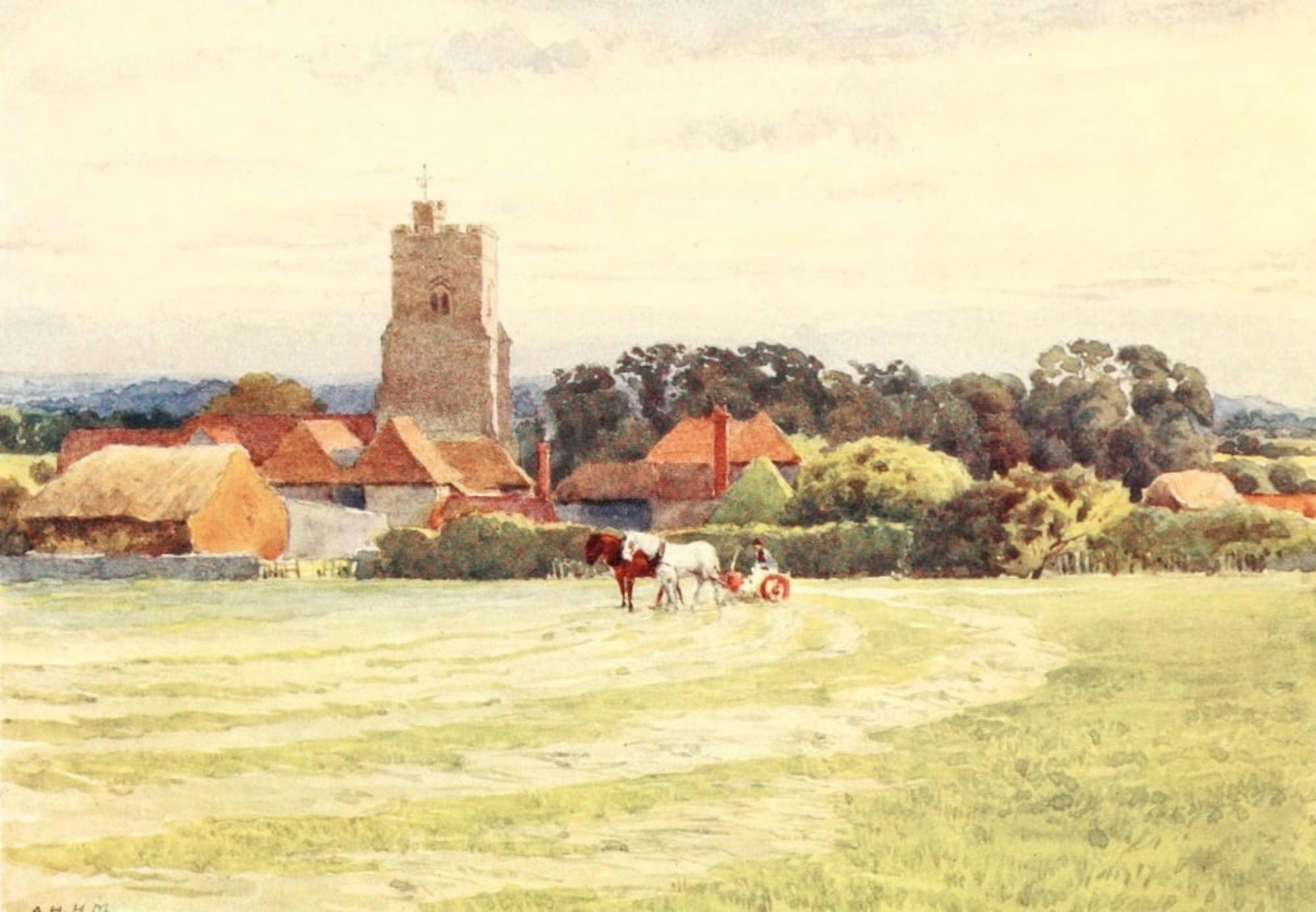 Pilgrims Way Charing Canvas Art - AH Hallam Murray (18 x 24)