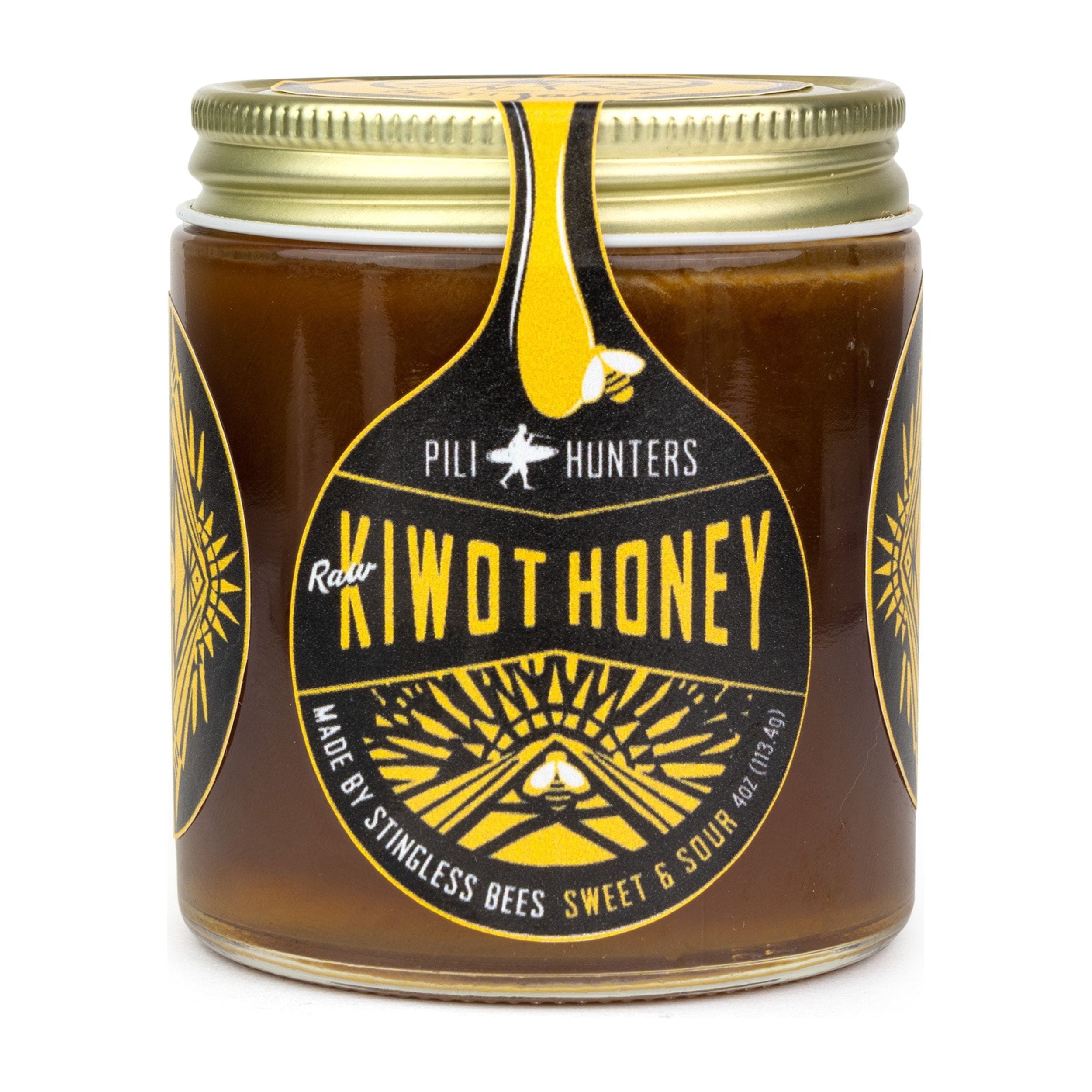 Pili Hunters Raw Kiwot Honey - 100% Pure, Natural, Unfiltered & Unprocessed Wildflower Honey - Rich in Enzymes, Vitamins for Immune Support - Sustainably Harvested, Delicious & Versatile - 4 oz Jar