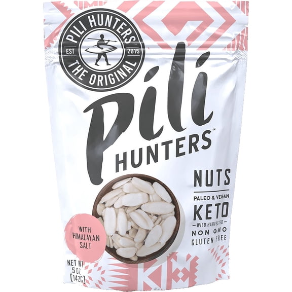 Pili Hunters Wild Sprouted Pili Nuts - With Himalayan Salt - Paleo, Vegan & Keto Snacks with Low Carb Energy - Gluten Free, Dairy Free & Non GMO Superfood - As Seen on Shark Tank - 5 oz Bag