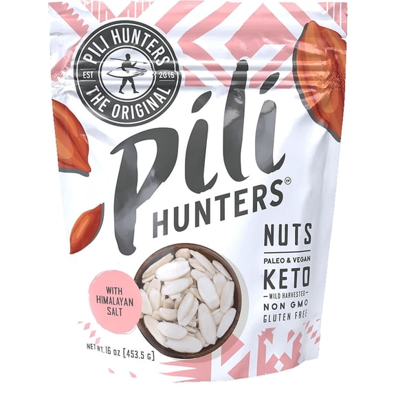 Pili Hunters Wild Sprouted Pili Nuts - With Himalayan Salt - Paleo, Vegan & Keto Snacks with Low Carb Energy - Gluten Free, Dairy Free & Non GMO Superfood - As Seen on Shark Tank - 16 oz Bag